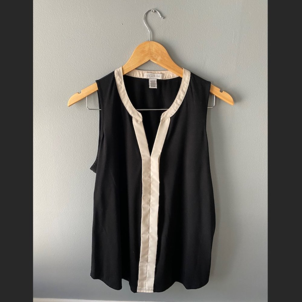 Kenneth Cole Reaction Cotton Tank with Cream Silk Seam